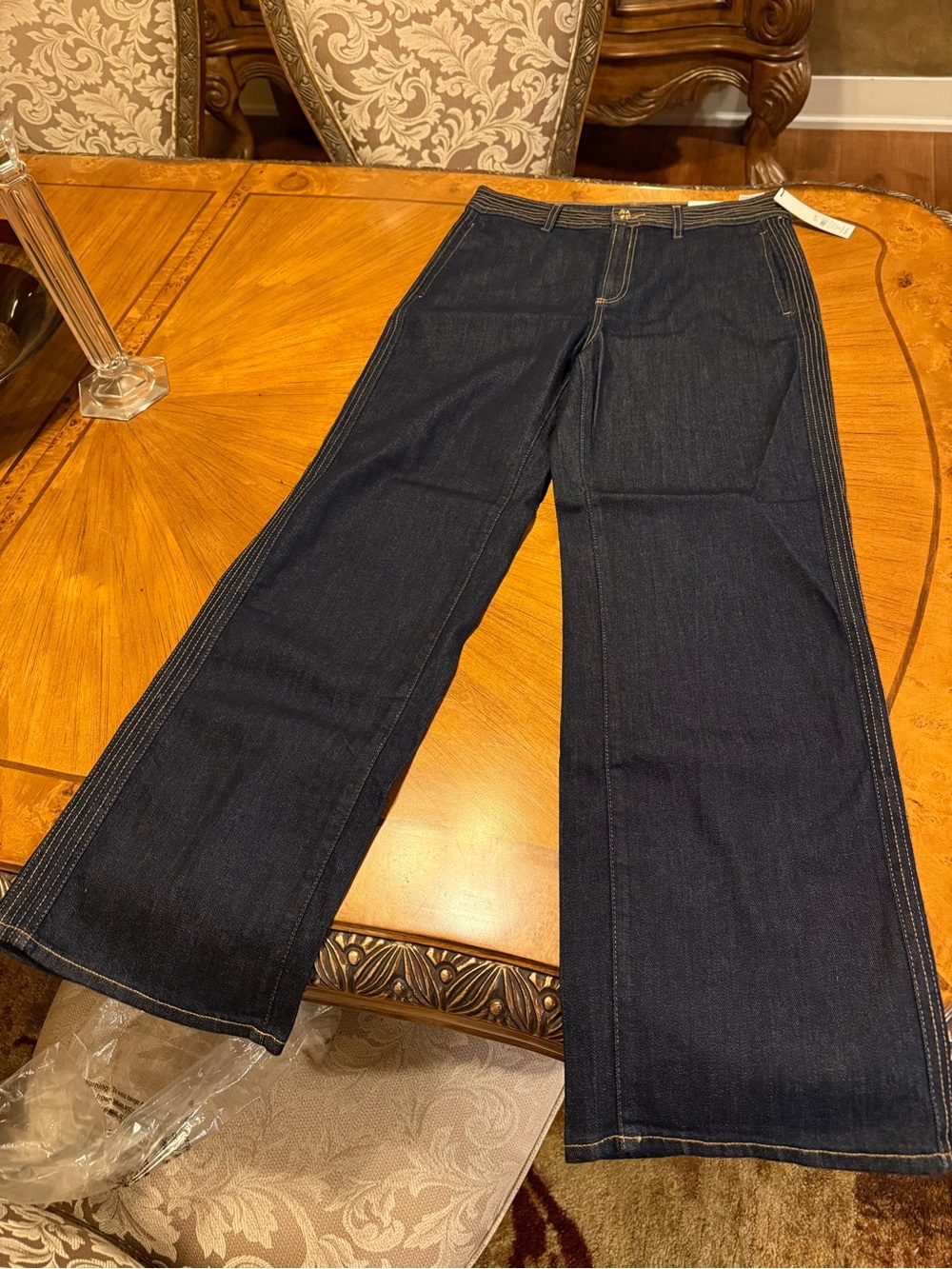 Chico's Trapunto Wide Leg Jeans